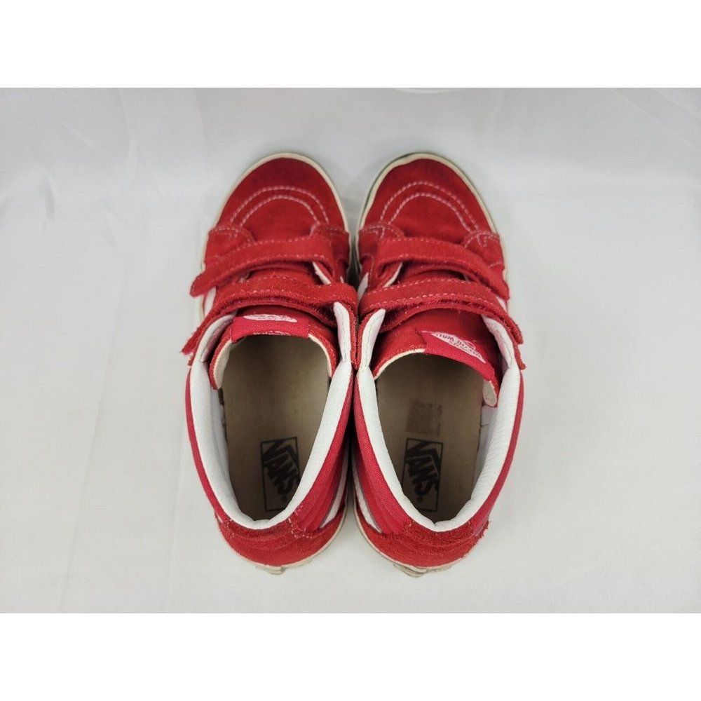 Vans Hook And Loop High Top Shoes Sneakers Youth Size 5.5Y Red White 721454 - Picture 3 of 12